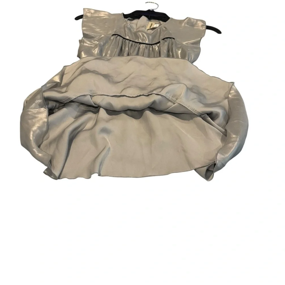Girl’s Zadig & Voltaire Freja Silver Metallic Ruffled Dress: Size 10 - Picture 8 of 12
